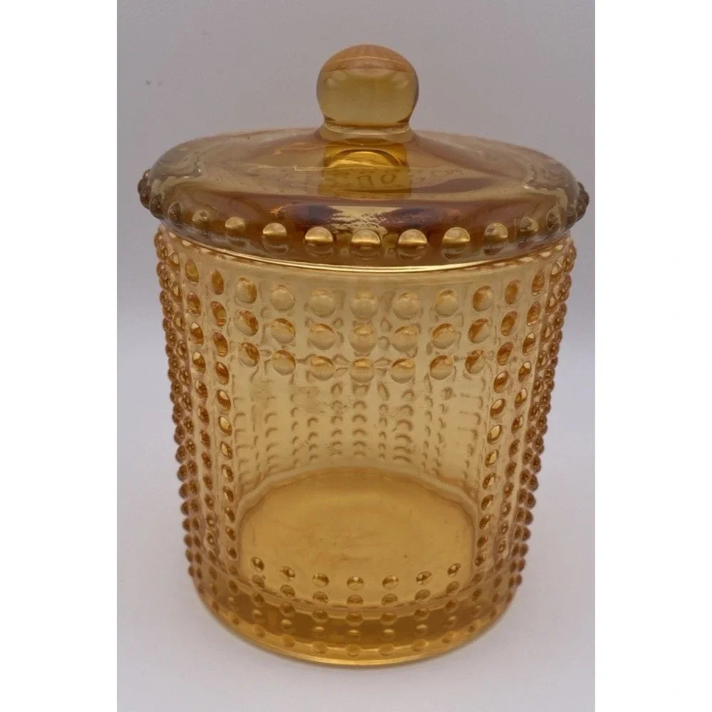 Pretty Amber Hobnail Style Glass 5